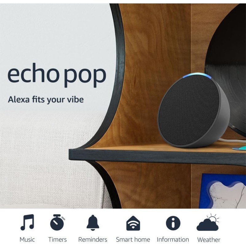 Amazon Echo Pop Parlante inteligente y compacto con sonido definido y Alexa