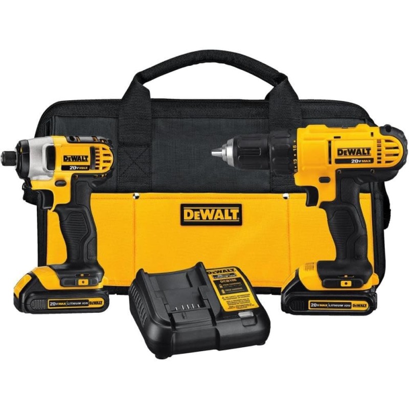 DEWALT Kit de combo de perforación inalámbrico de 20V MAX, 2-Herramienta (DCK240C2)